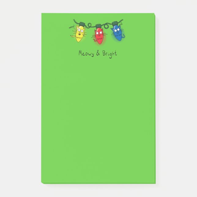 Post-it® Feux de Noël de chat amusant Meowy et brillant (Devant)