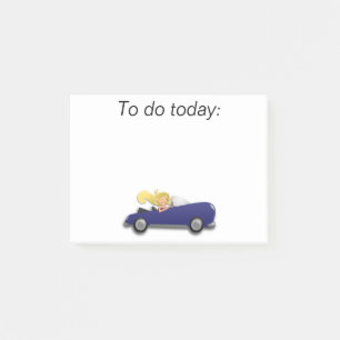Post-it® Fille dans une voiture bleue note Post It