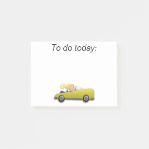 Post-it® Fille dans une voiture jaune note Post It