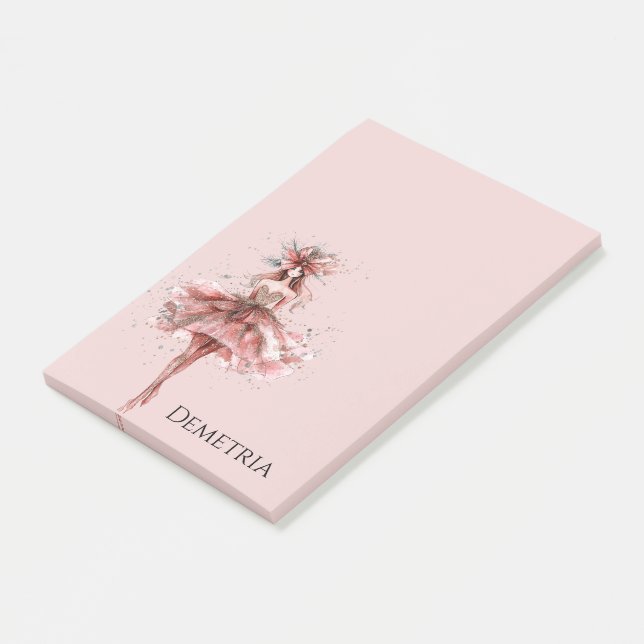 Post-it® Fille étincelante en Rose Rose robe or (Incliné)