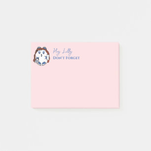 Post-it® Fille mignonne dessin animé drôle citation rose bl
