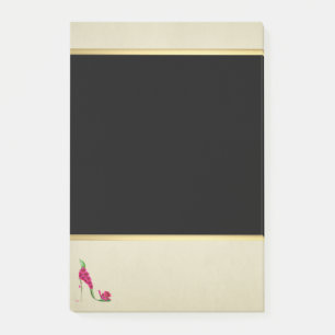 Post-it® Fille moderne élégante, Noir, Crème, Talon Fleur