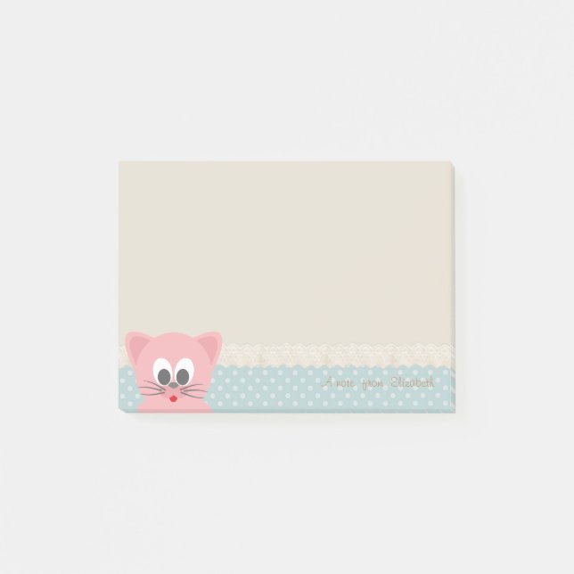 Post-it® Fille moderne, Pois, Chat (Devant)
