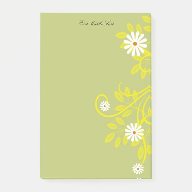 Post-it® Fille Personnalisée Nom Retro White Daisy To Do Li (Devant)