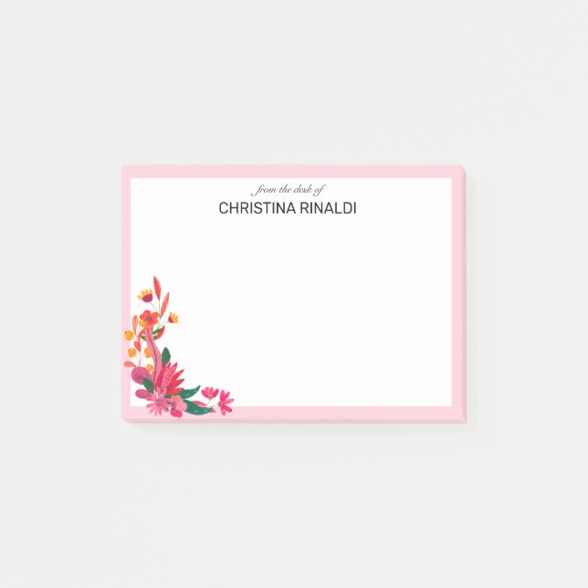 Post-it® Fille rose floral | À Partir Du Bureau De (Devant)
