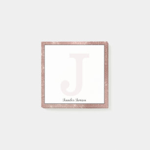 Post-it® Fille Rose Gold Glam Étincelle Nom du petit monogr