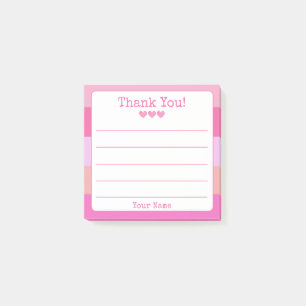 Post-it® Fille Rose Grattez Votre Nom Et Coeur Merci