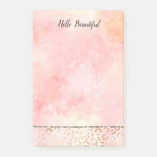 Post-it® Fille rose or Blush Empreinte de léopard