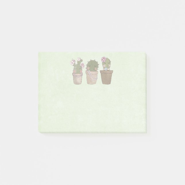 Post-it® Filles Cactus mignonnes Portant Des Bijoux (Devant)
