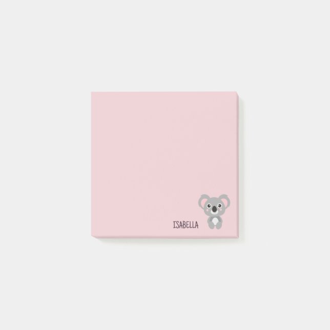 Post-it® Filles mignonnes Koala Ours rose Personnalisé (Devant)