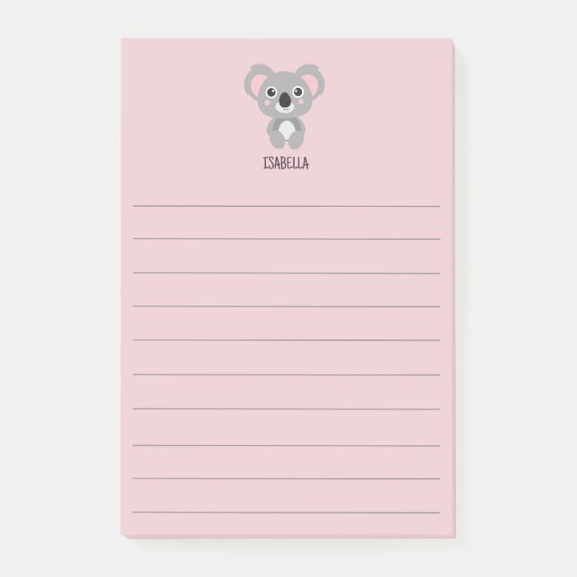 Post-it® Filles roses mignonnes Koala Nom de l'ours (Devant)