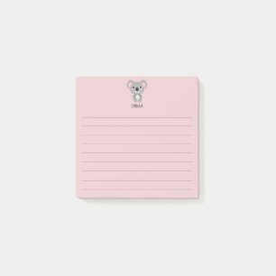 Post-it® Filles roses mignonnes Koala Nom de l'ours