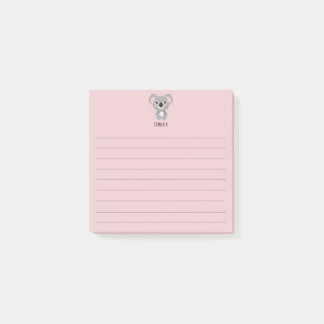 Post-it® Filles roses mignonnes Koala Nom de l'ours