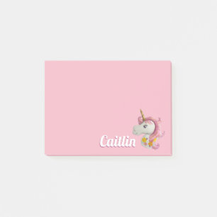 Post-it® Filles roses personnalisées de ballon de licorne