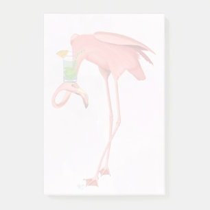 Post-it® Flamant rose avec cocktail