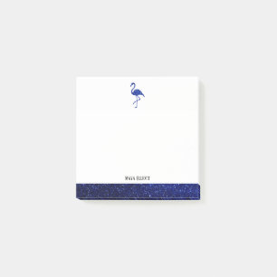 Post-it® Flamant rose de Parties scintillant blanc et bleu 