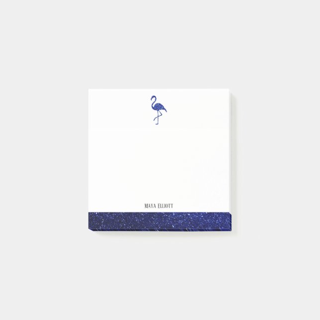 Post-it® Flamant rose de Parties scintillant blanc et bleu  (Devant)