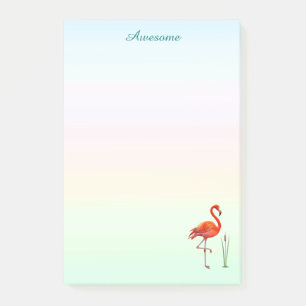Post-it® Flamant rose et plantes de roseau sur des tons pas