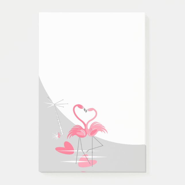 Post-it® Flamant rose Love Large Lune post-it notes vertica (Devant)