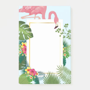 Post-it® Flamant rose rose élégant et Feuilles tropicaux