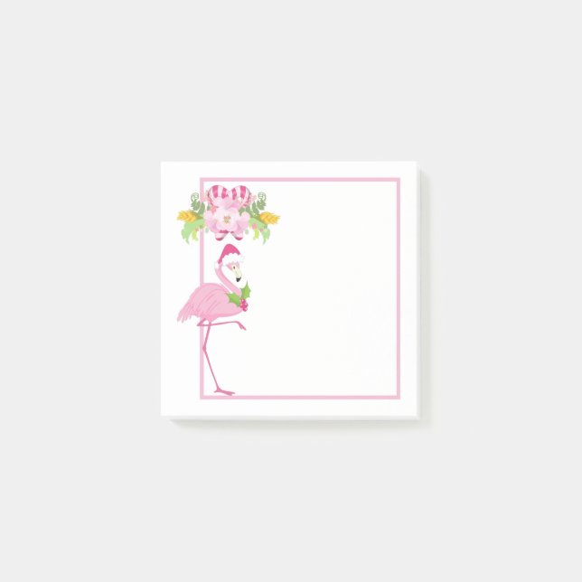 Post-it® Flamant rose rose Sucres de canne Santa Hat et Hol (Devant)