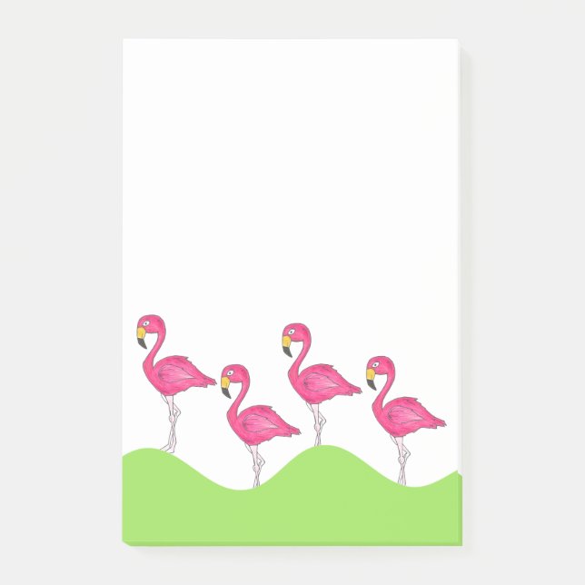 Post-it® Flamants roses d'oiseaux de Flamant rose rose trop (Devant)