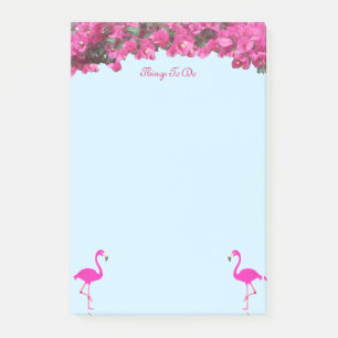 Post-it® Flamants roses & Fleurs tropicales sur bleu clair