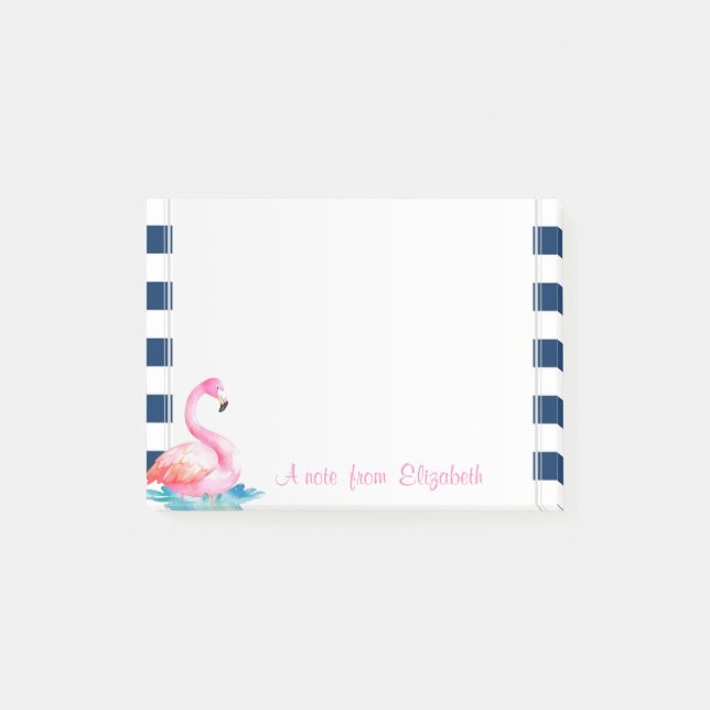 Post-it® Flamants roses roses mignons, Bleu Marine (Devant)