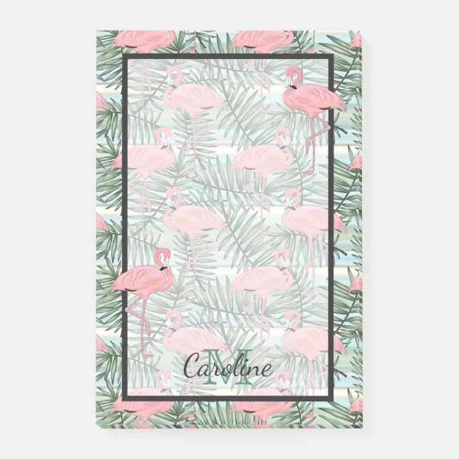 Post-it® Flamants roses roses sur mesure Motif de feuilles  (Devant)