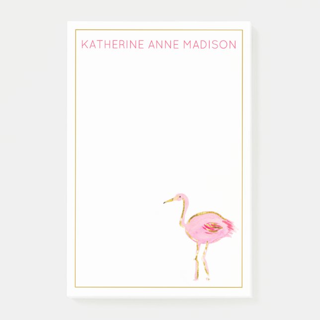 Post-it® Flamants roses tropicaux rose et or (Devant)