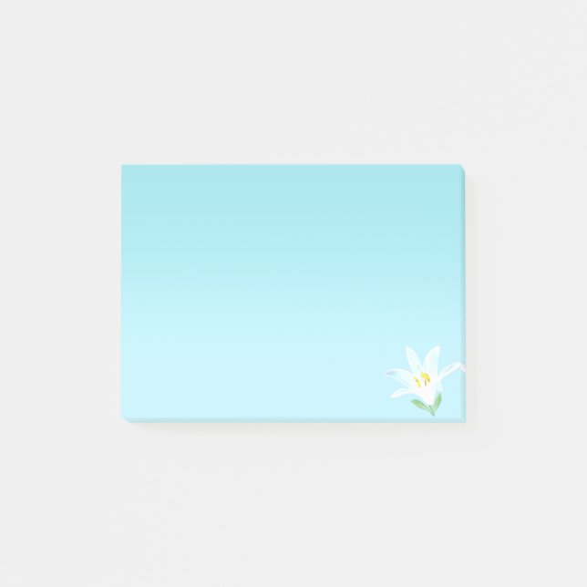 Post-it® Fleur blanche Amaryllis bleu clair (Devant)