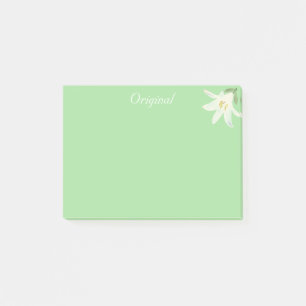 Post-it® Fleur d'Amaryllis blanche originale sur fond vert