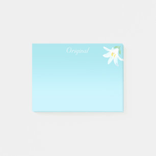 Post-it® Fleur d'Amaryllis blanche originale sur un fond bl