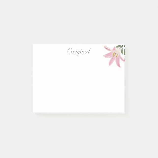 Post-it® Fleur d'Amaryllis rose d'origine en blanc (Devant)