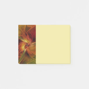 Post-it® Fleur d'art fractal abstrait rouge orange marron v