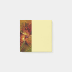 Post-it® Fleur d'art fractal abstraite rouge orange marron