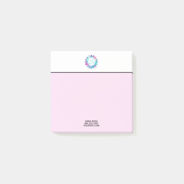 Post-it® Fleur de Lotus de nénuphar de mandala de l'OM Aum (Devant)