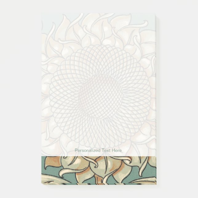 Post-it® Fleur de tournesol sur Arrière - plan bleu-vert (Devant)