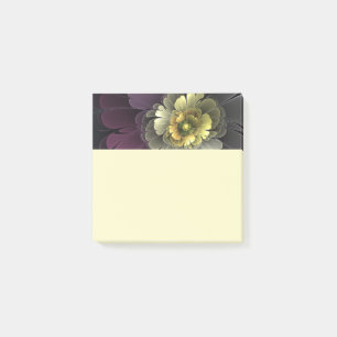 Post-it® Fleur fractale grise pourpre moderne abstraite