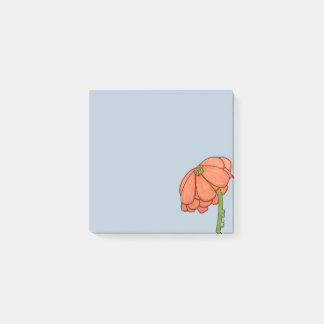 Post-it® Fleur orange sur fond bleu