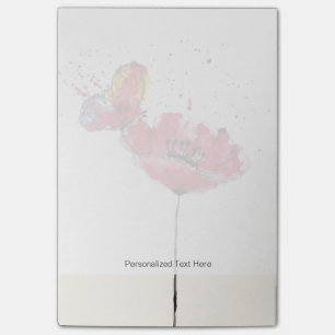 Post-it® Fleur peinte stylisée de pavot d'aquarelle