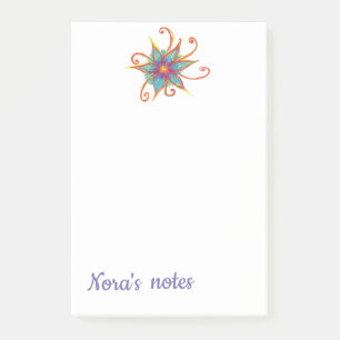Post-it® Fleur rose bleue Nom personnalisé