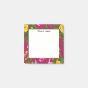 Post-it® Fleur Rose Jaune Et Violet Élégante
