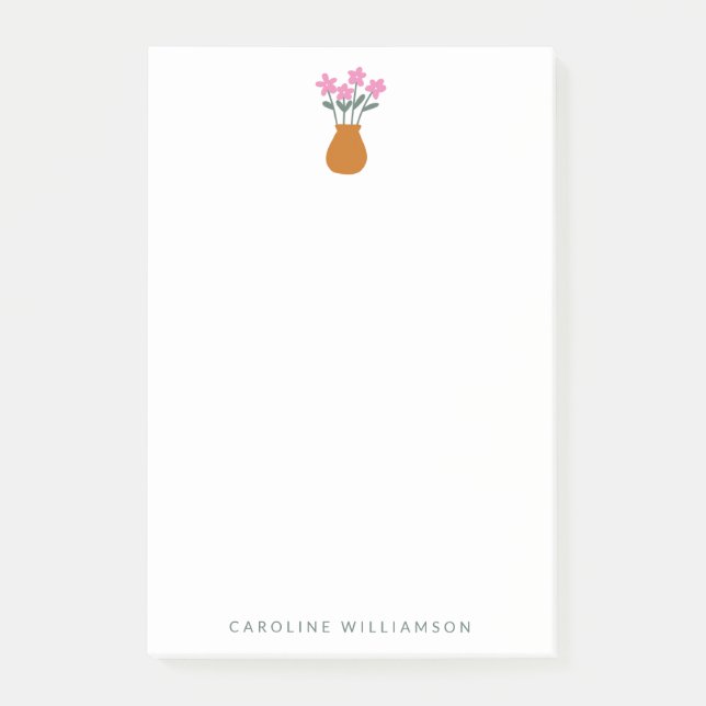 Post-it® Fleur rose mignonne simple dans le vase Personnali (Devant)