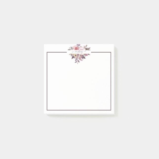 Post-it® Fleur rose pastel et violet personnalisée (Devant)