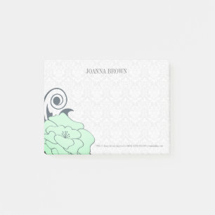 Post-it® Fleur verte Damas blanche