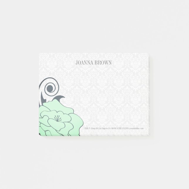 Post-it® Fleur verte Damas blanche (Devant)