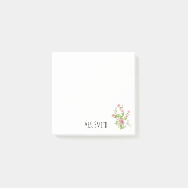 Post-it® Fleurs à monogramme personnalisable  (Devant)