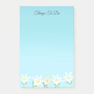 Post-it® Fleurs Amaryllis blanches sur des choses bleu clai