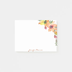 Post-it® Fleurs aquarelles orange et jaune personnalisées